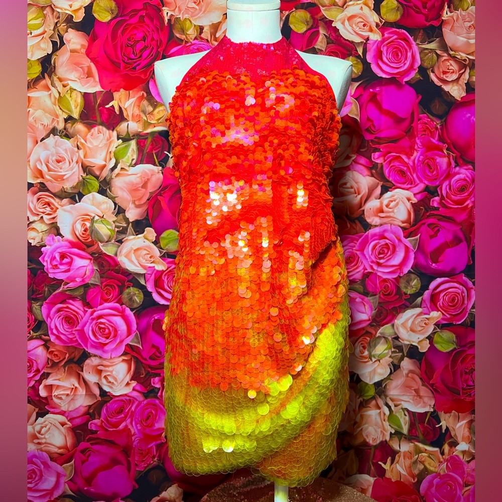 Ronny Kobo Jo Sequin Halterneck Minidress